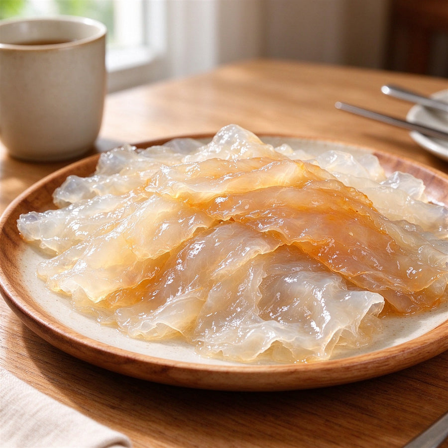 Cooked fish fillet with greens and lemon