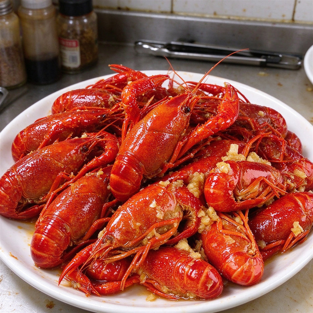 Boiled Crawfish Platter with Garlic